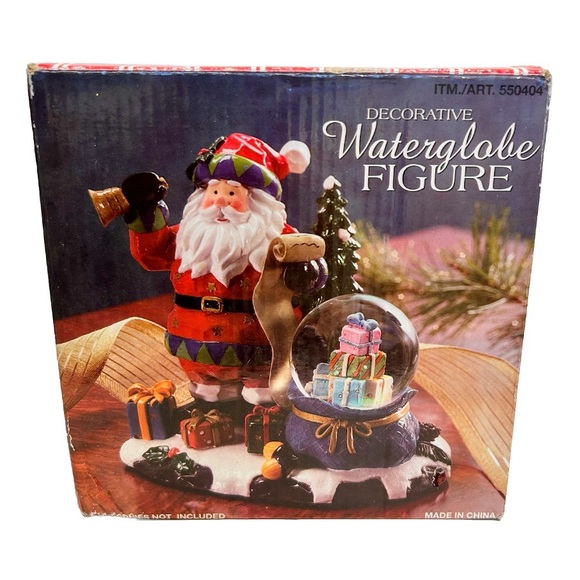 Christmas Santa Claus Snow Globe Decorative Figure Holiday Red Green Sparkly Fun - Picture 12 of 14